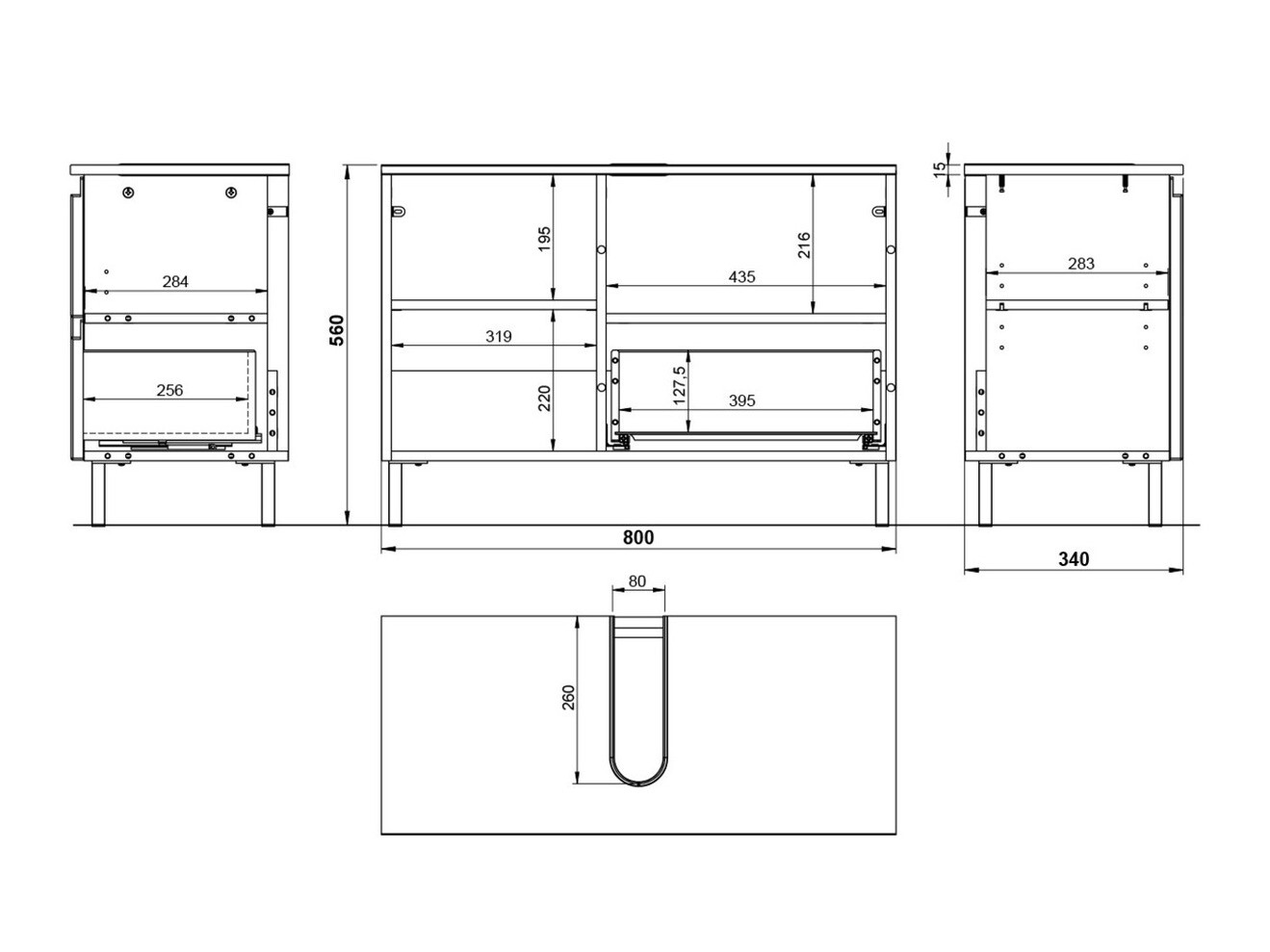 Samostojeći kupatilski ormarić za umivaonik Talmira 102 (Sjajno belo + Belo)