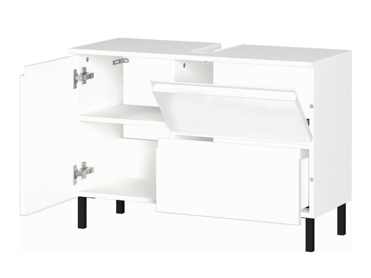 Samostojeći kupatilski ormarić za umivaonik Talmira 102 (Sjajno belo + Belo)