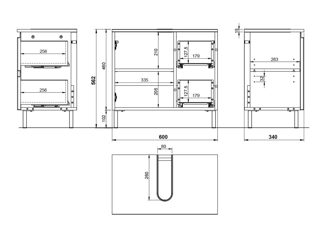 Samostojeći kupatilski ormarić za umivaonik Talmira 103 (Belo + Sjajno belo)