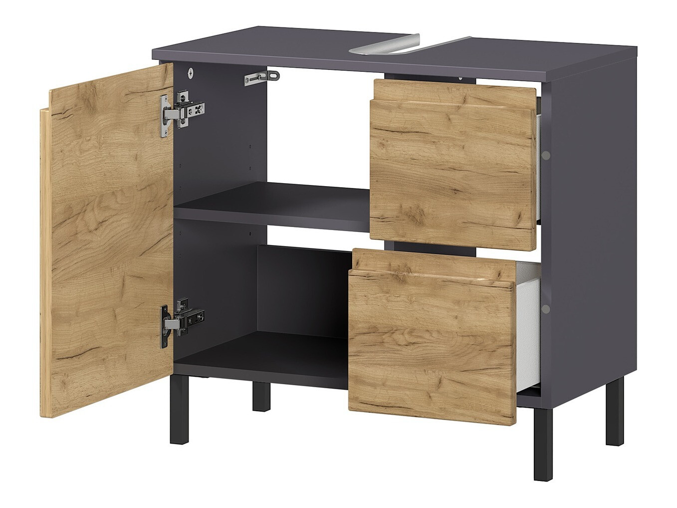 Samostojeći ormarić sa umivaonikom Talmira 103 (Graphite + Unuk hrast)