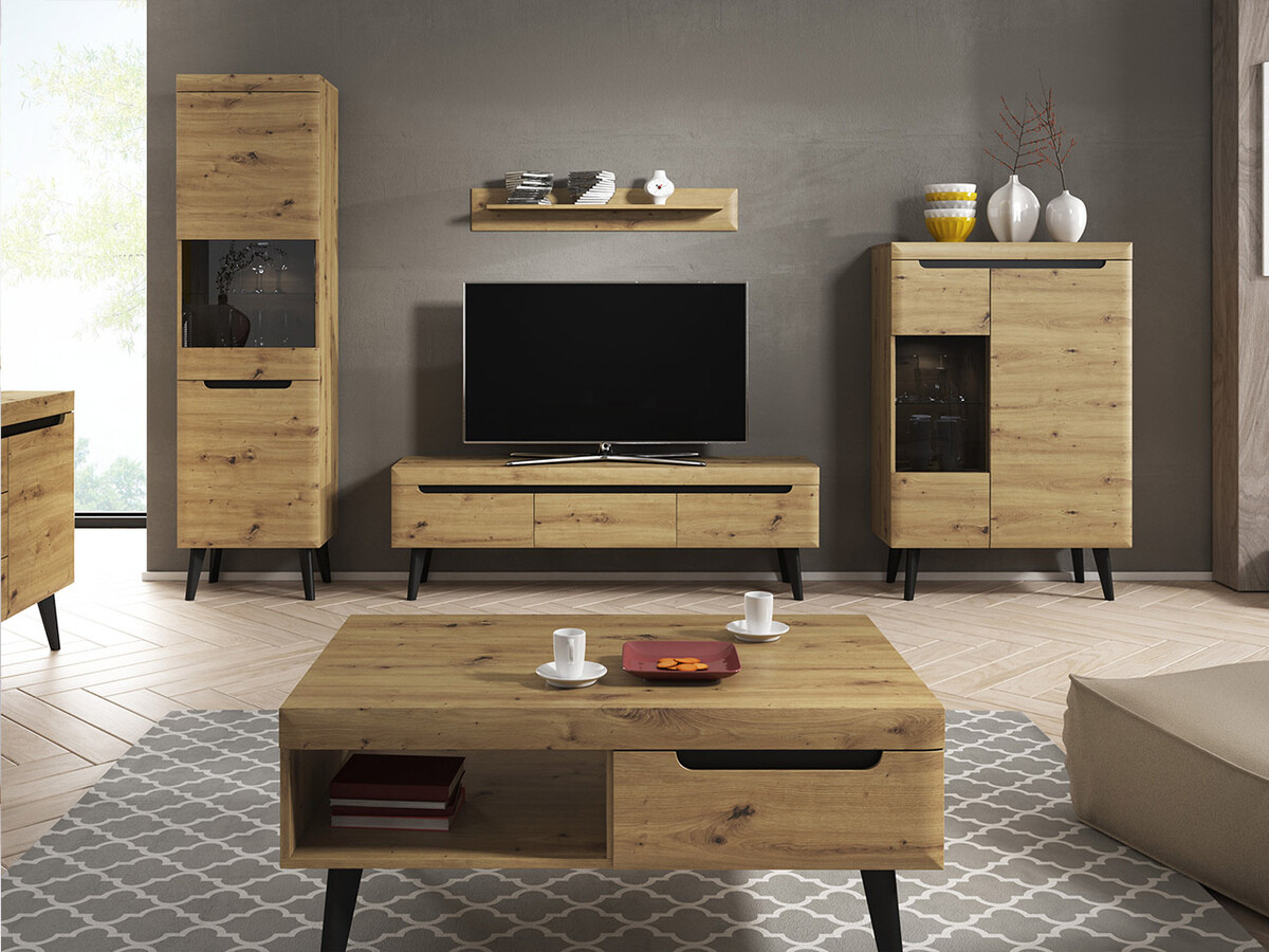 Zidna polica Lima 135 (Artisan hrast + Grafit)