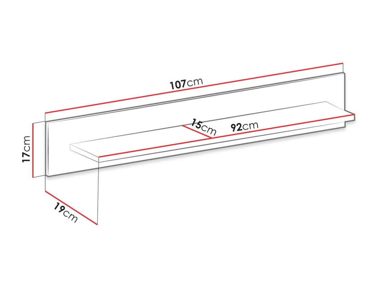 Zidna polica Lima 135 (Zanatski hrast + Graphite)