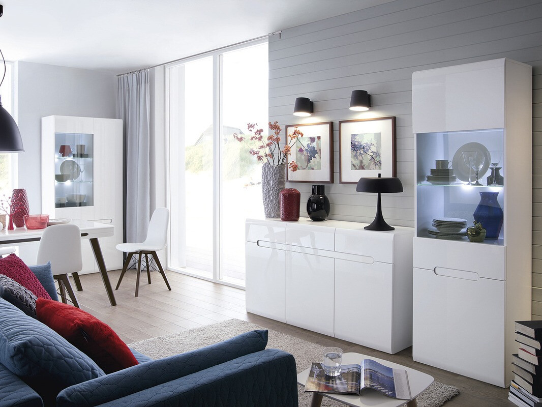 Polica Serveso 114 (Belo + Sjajno belo)