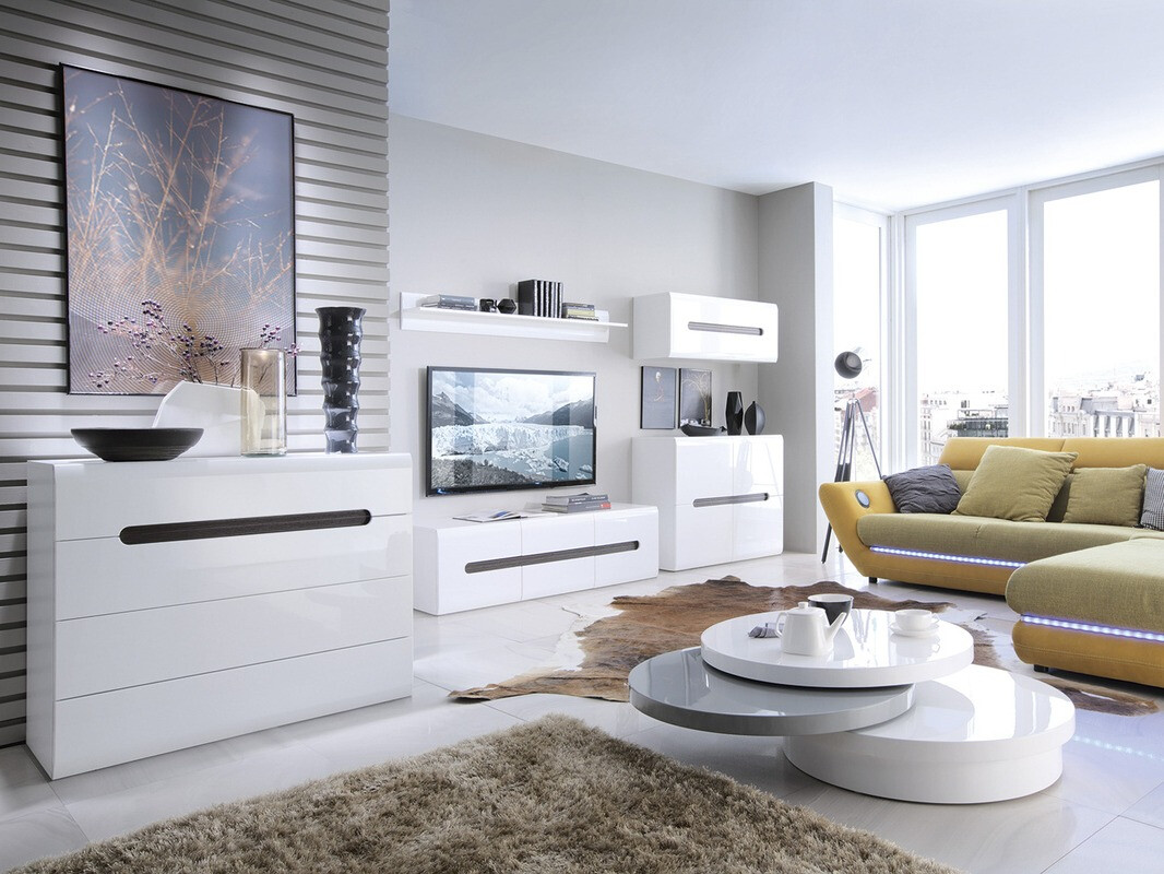 Polica Serveso 114 (Belo + Sjajno belo)