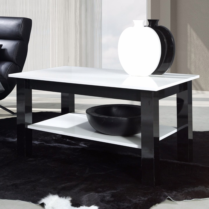 Stočić za kafu Murrieta 114 (Sjajno belo + Crna visoki sjaj)