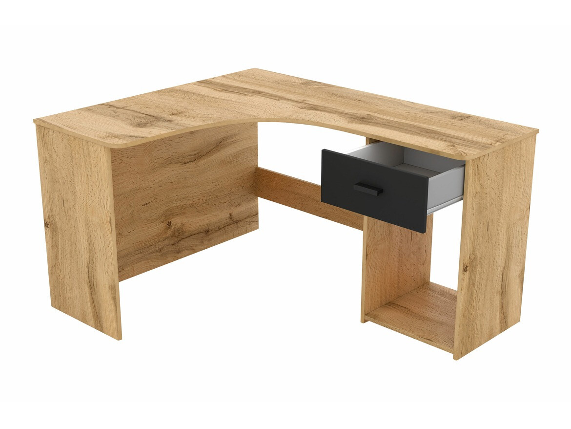 Ugaoni kancelarijski sto Austin 303 (Вотан храст + Crno)