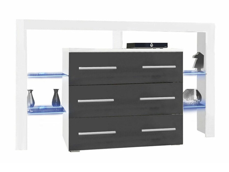 Komoda Nashville 108 (Belo + Sjajna siva)