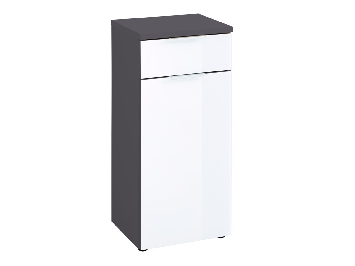 Ormarić za kupatilo Levciro 101 (Sjajno belo + Graphite)