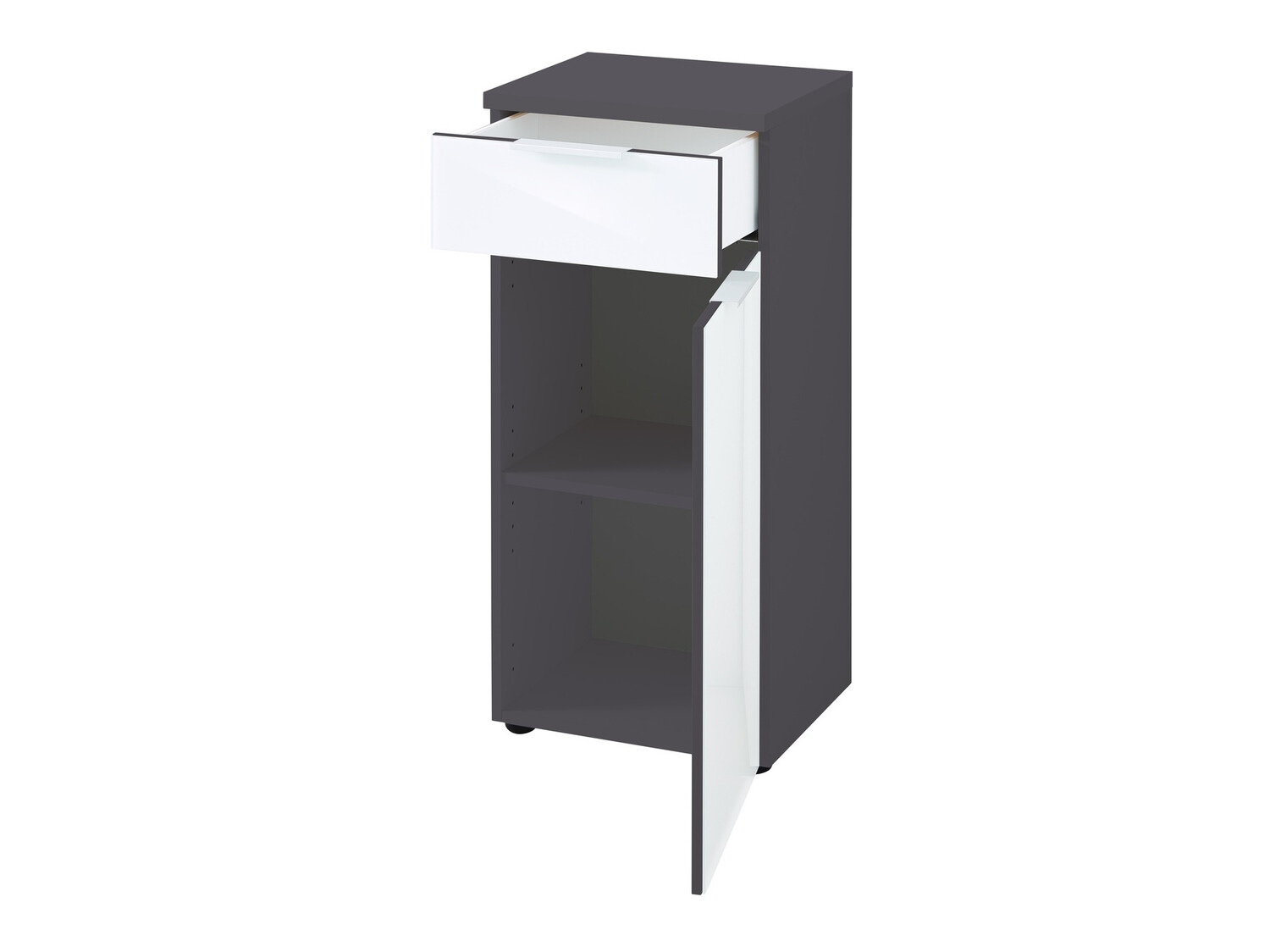 Ormarić za kupatilo Levciro 101 (Sjajno belo + Graphite)