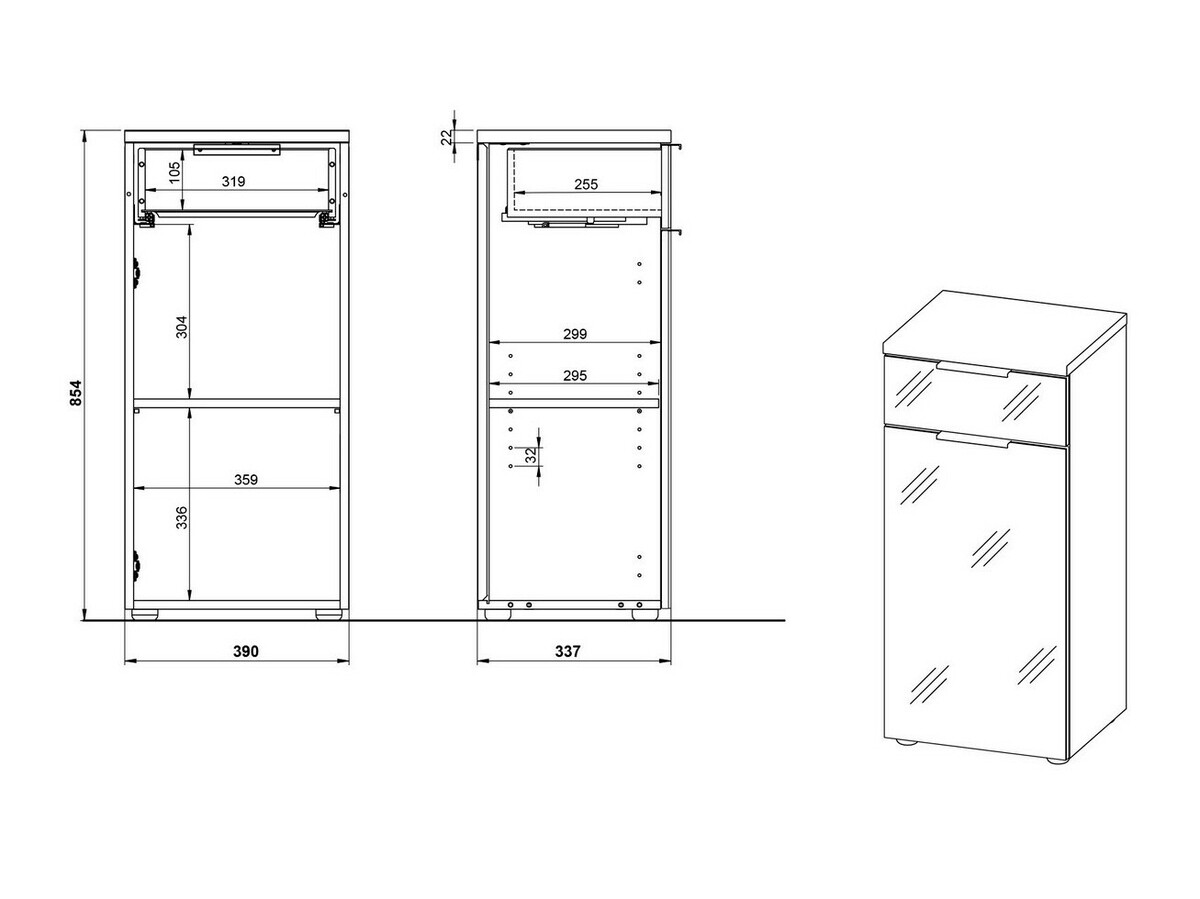 Ormarić za kupatilo Levciro 101 (Sjajno belo + Graphite)