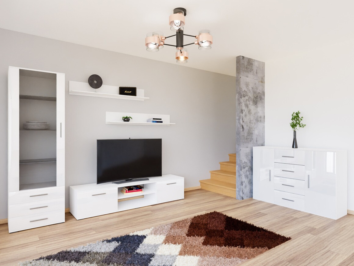 Set za dnevnu sobu Tornola 108 (Belo + Sjajno belo)