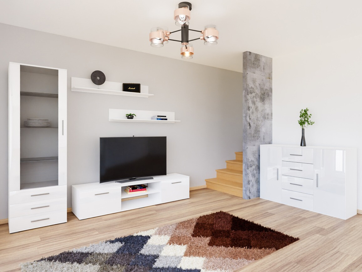 Set za dnevnu sobu Tornola 108 (Belo + Sjajno belo)