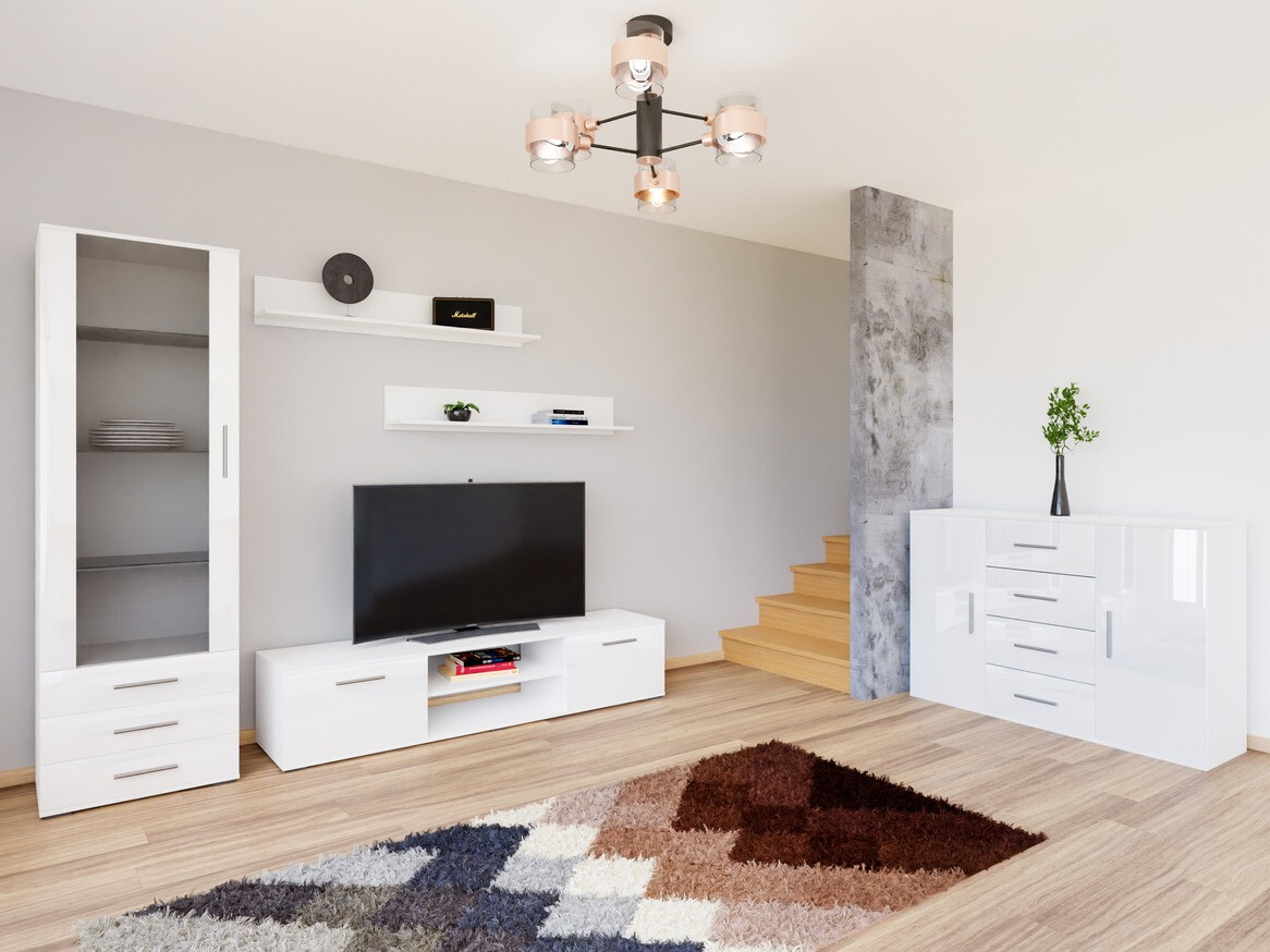 Set za dnevnu sobu Tornola 108 (Belo + Sjajno belo)