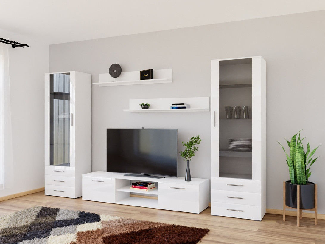 Set za dnevnu sobu Tornola 109 (Belo + Sjajno belo)