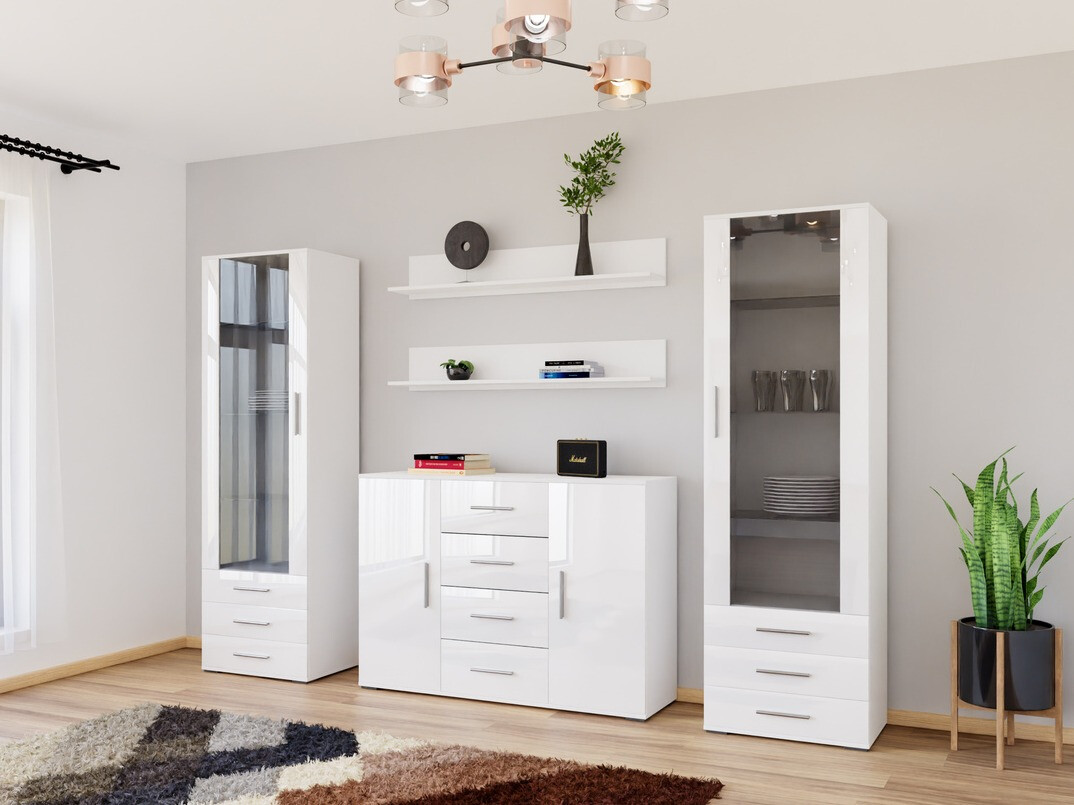 Set za dnevnu sobu Tornola 112 (Belo + Sjajno belo)