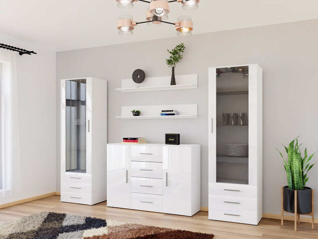 Set za dnevnu sobu Tornola 112 (Belo + Sjajno belo)