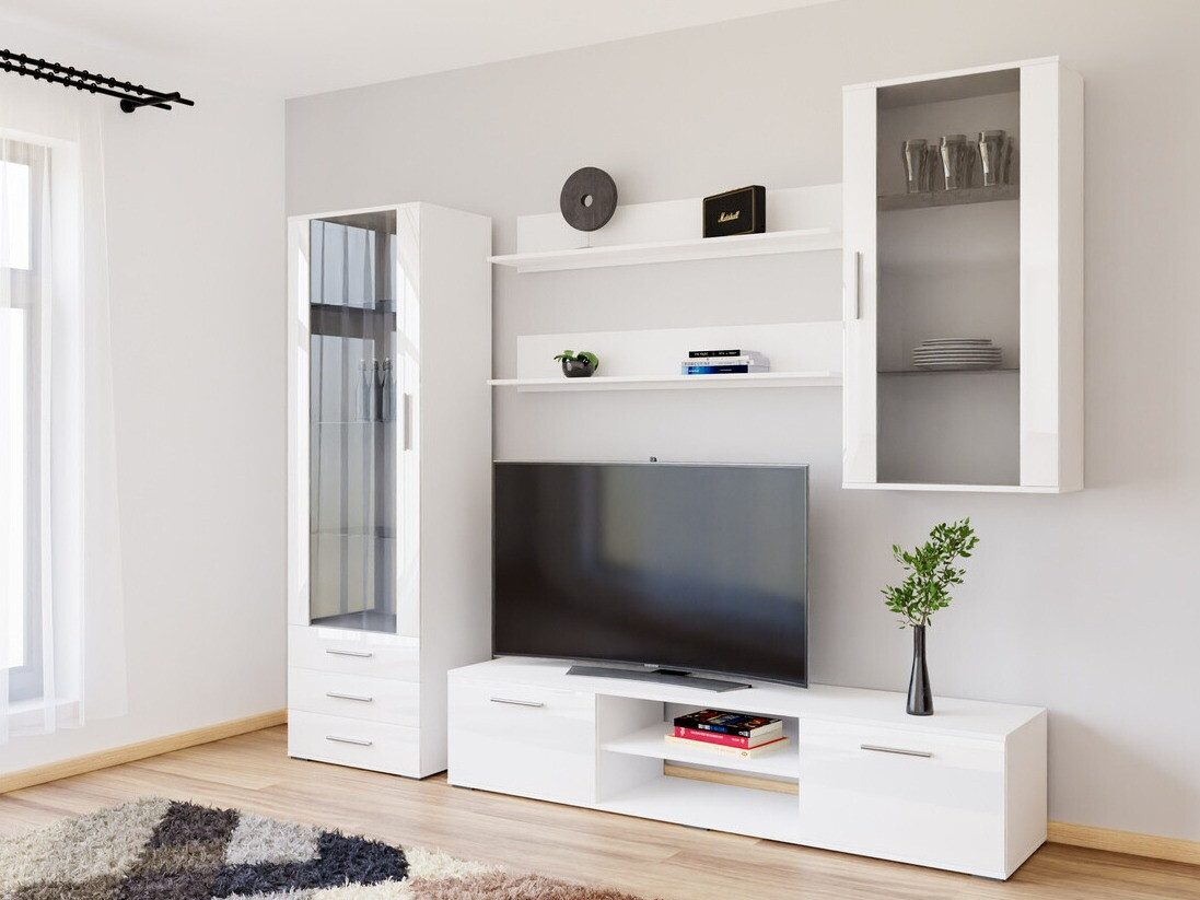 Set za dnevnu sobu Tornola 114 (Belo + Sjajno belo)