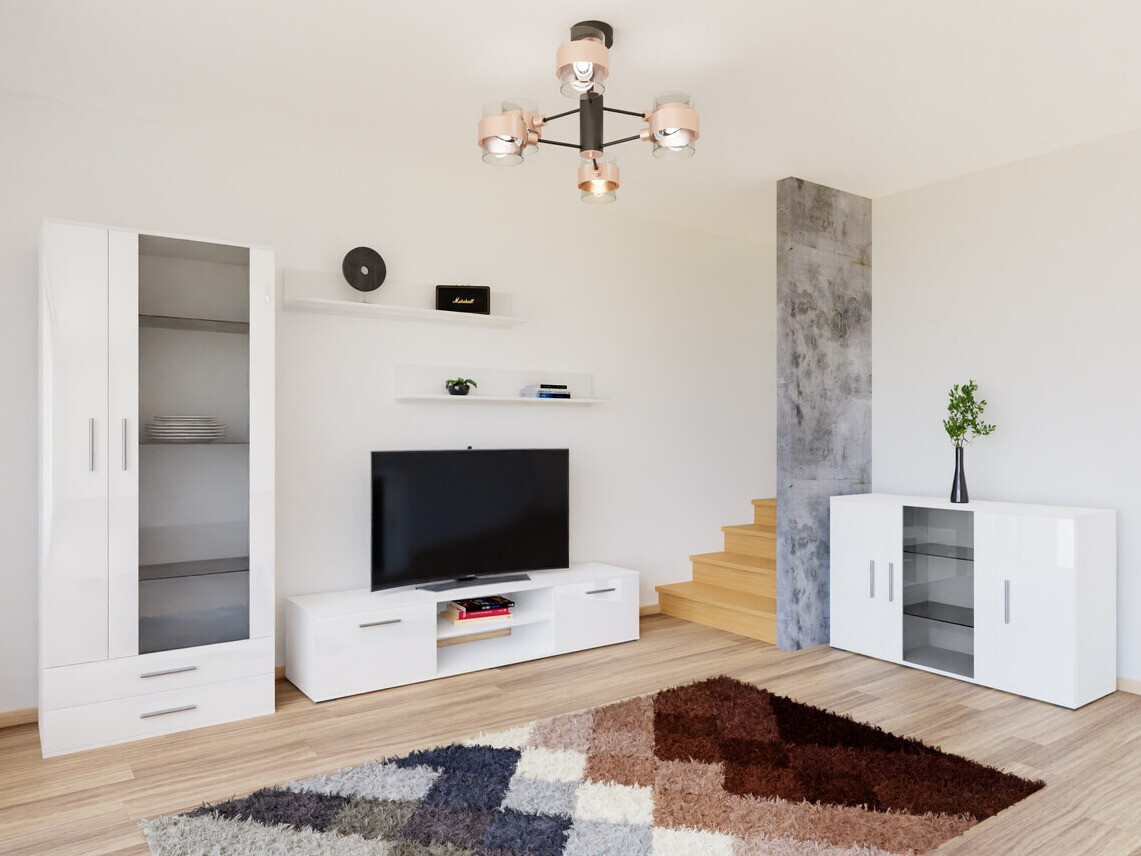 Set za dnevnu sobu Tornola 116 (Belo + Sjajno belo)