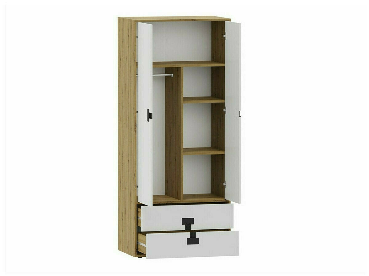 Ormar Florevi 113 (Sjajno belo + Artisan hrast)