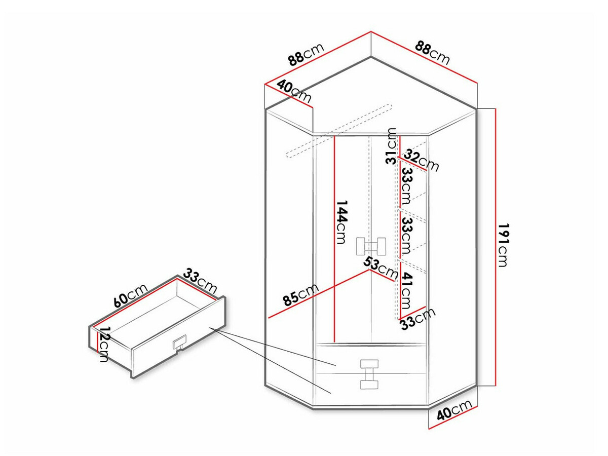 Ugaoni ormar Florevi 114 (Zanatski hrast)