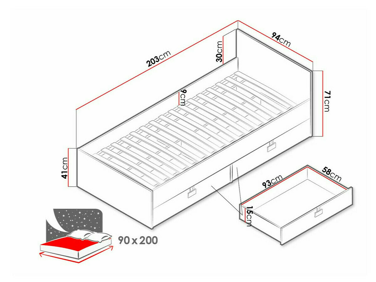 Krevet Florevi 106 (Sjajno belo + Zanatski hrast)