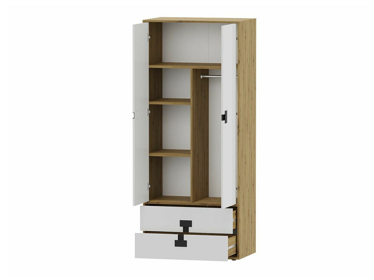 Set za kućnu kancelariju Florevi 104 (Mat belo + Zanatski hrast)