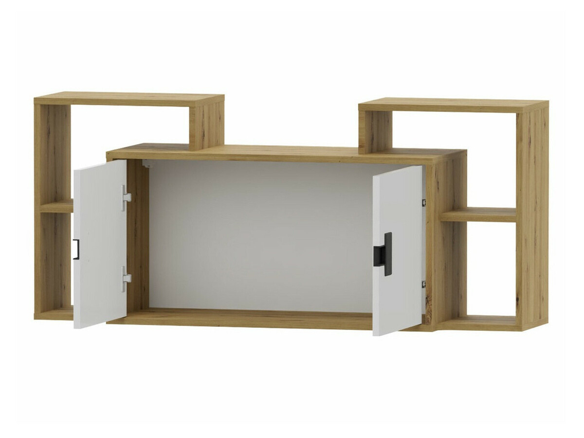 Set za kućnu kancelariju Florevi 104 (Mat belo + Zanatski hrast)