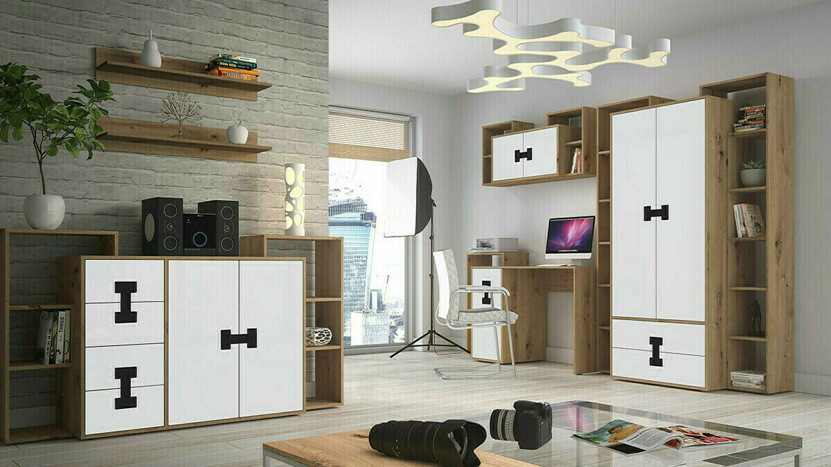 Zidni ormarić Florevi 107 (Mat belo + Artisan hrast)