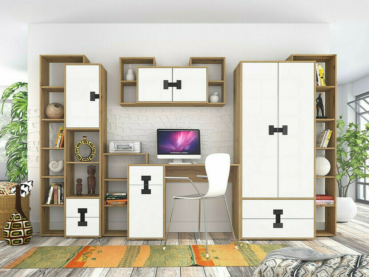 Zidni ormarić Florevi 107 (Mat belo + Artisan hrast)