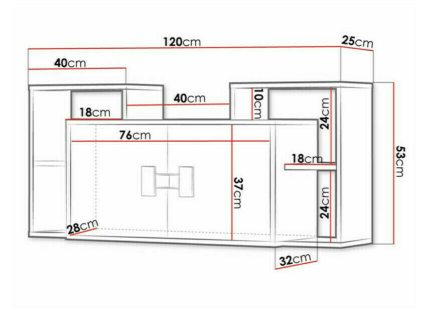 Zidni ormarić Florevi 107 (Sjajno belo + Zanatski hrast)