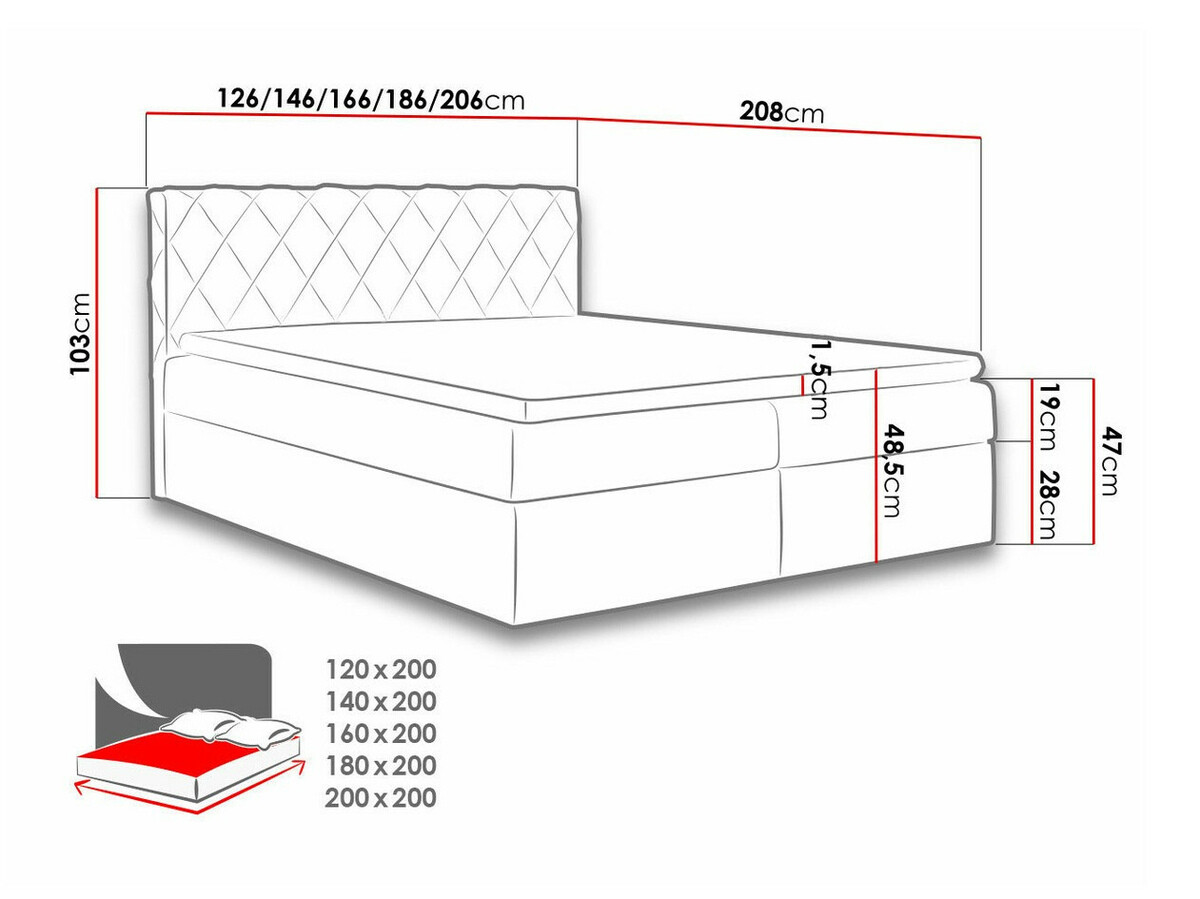 Boxspring krevet Genus (Velluto 11)