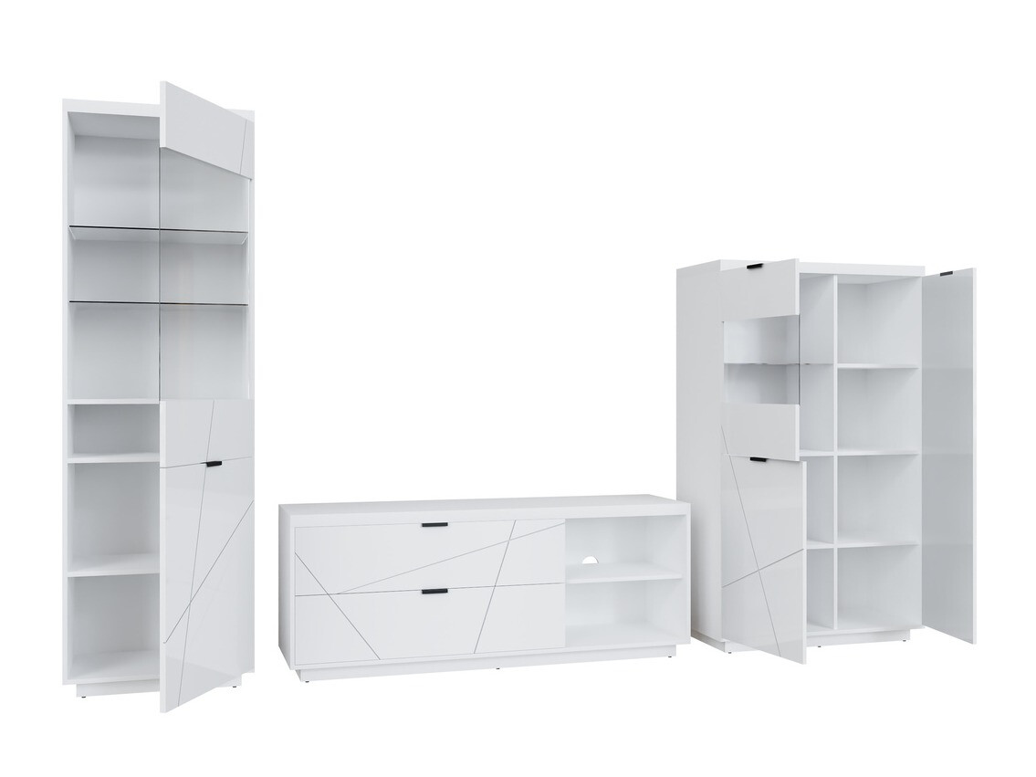 Set za dnevnu sobu Fivale 112 (Sjajno belo + Belo)