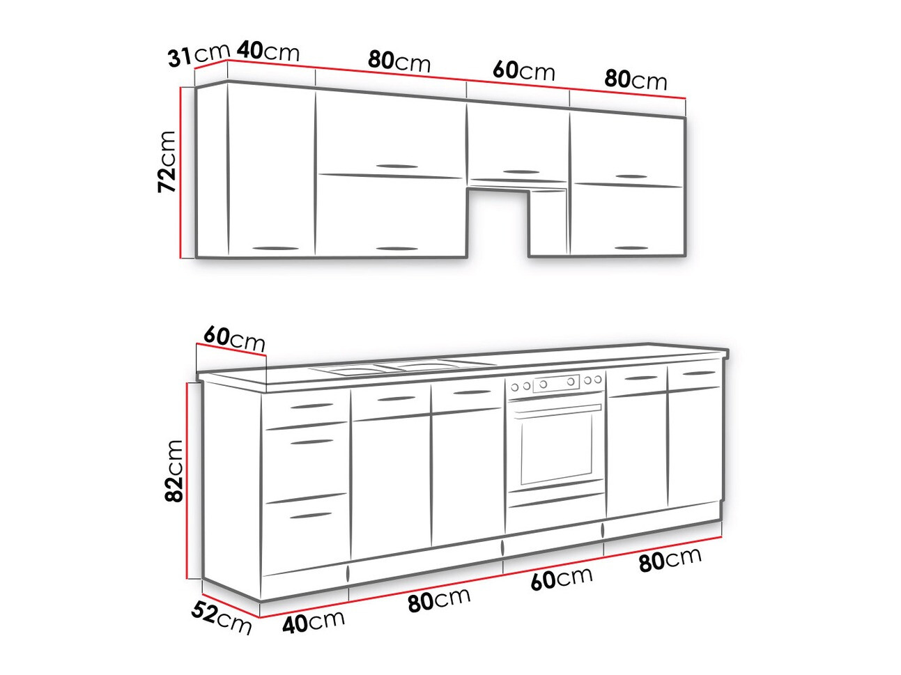 Modularni kuhinjski set Wood White 138