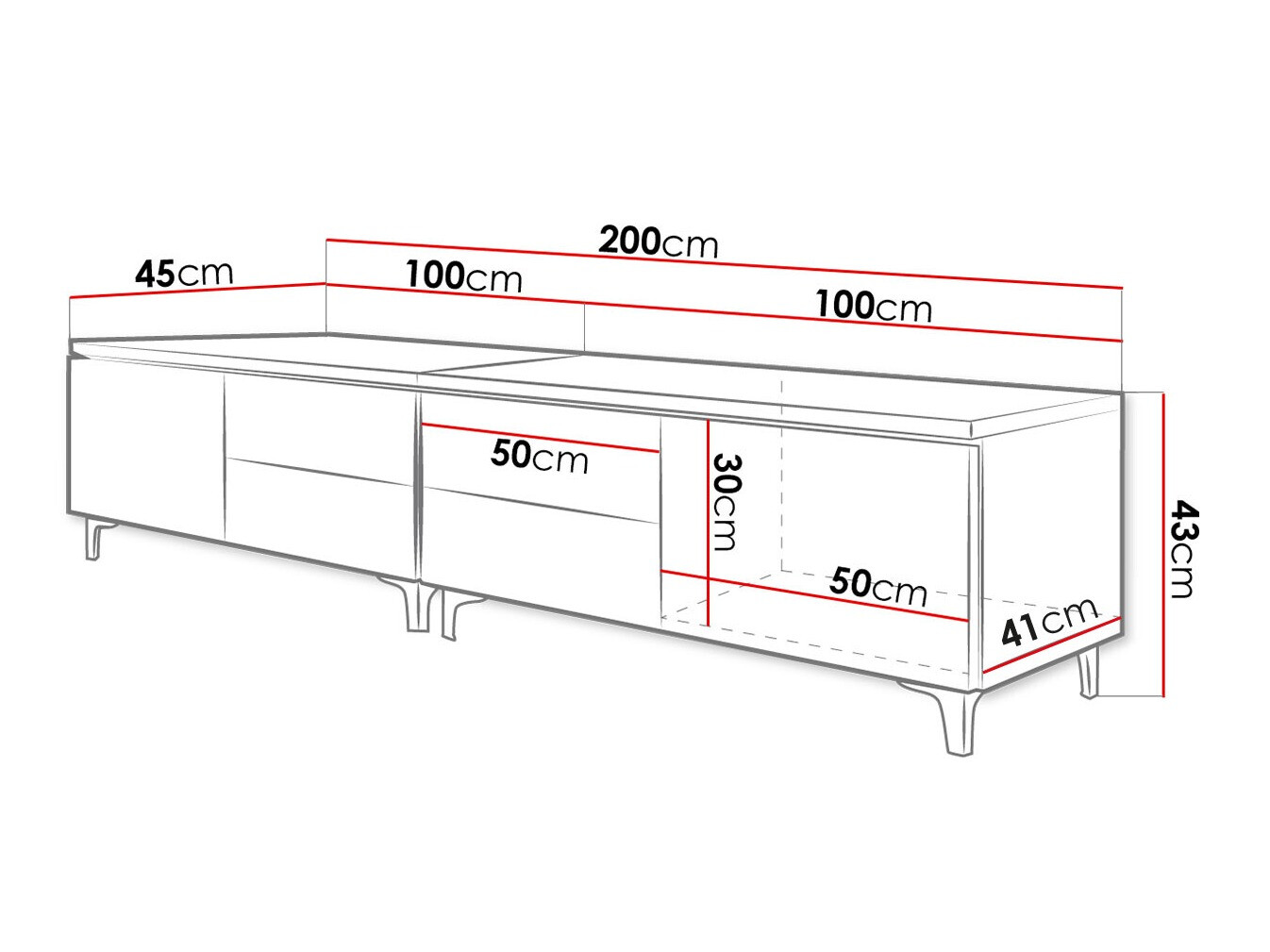 TV komoda Hortus I (Belo + Sjajno belo)