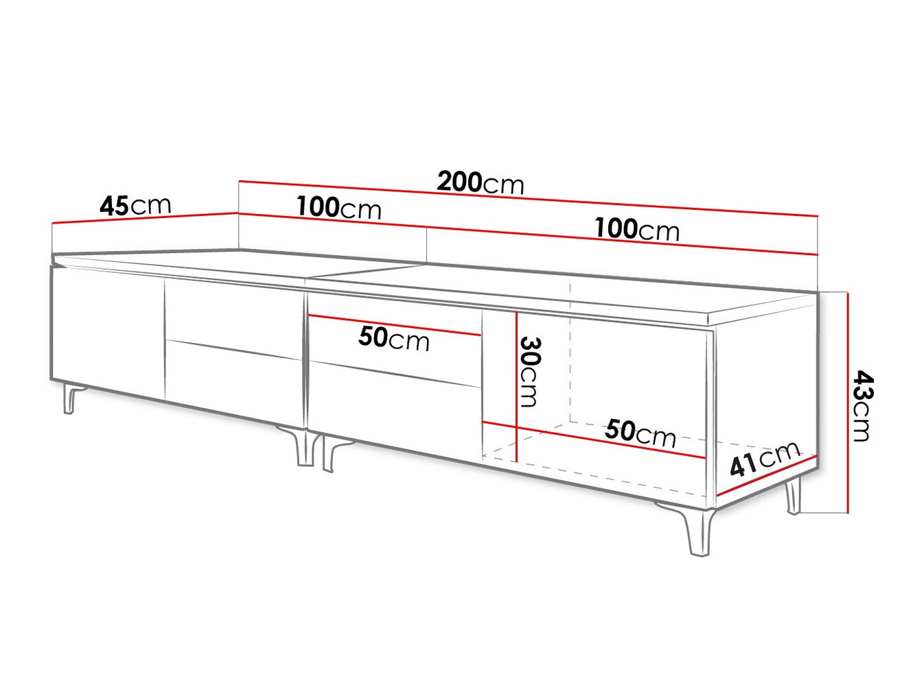 TV sto Nashville 128 (Belo + Crna visoki sjaj)