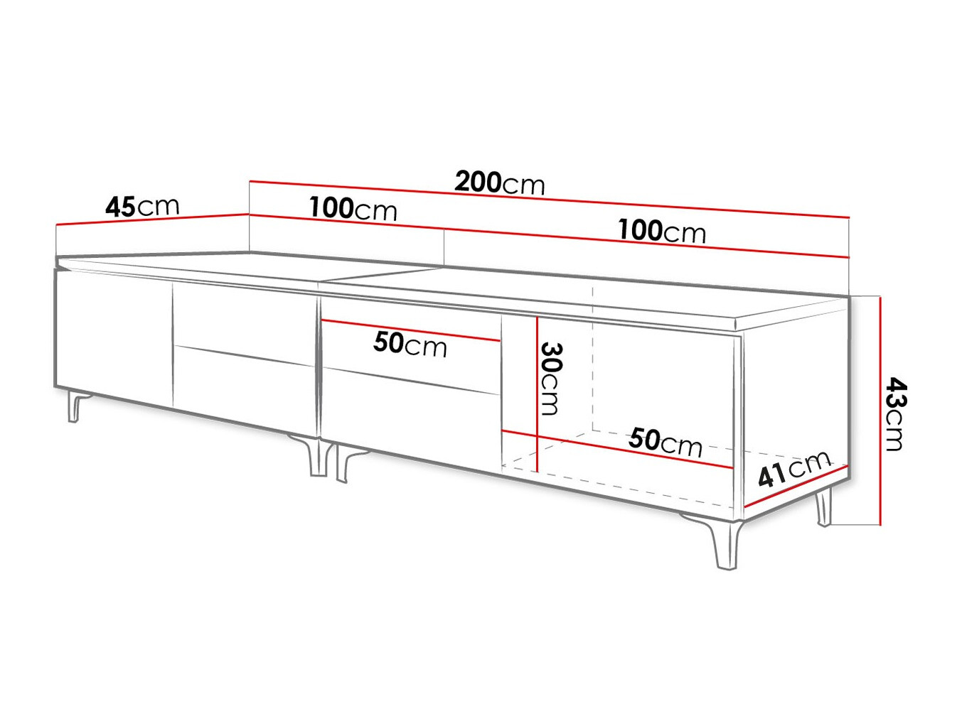 TV sto Nashville 128 (Belo + Sjaj siva)