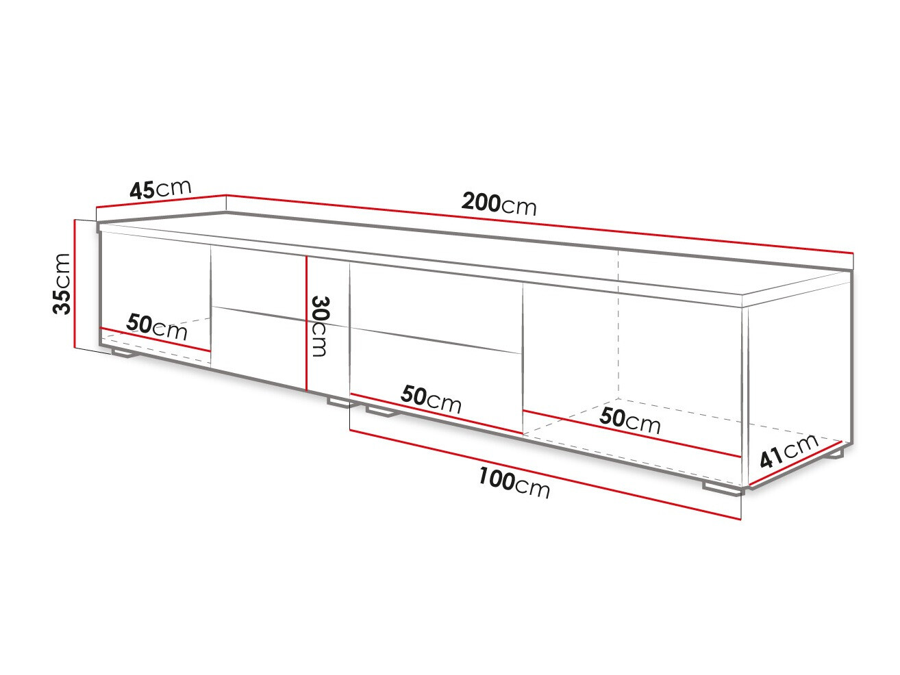 TV sto Nashville 129 (Belo + Sjaj siva)