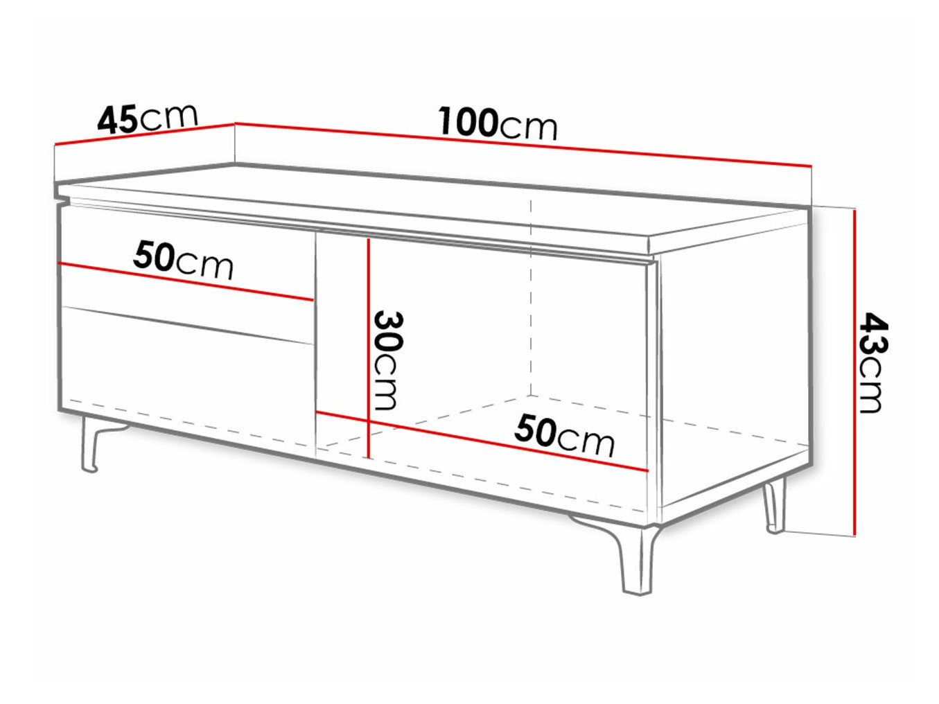 TV komoda Nashville 130 (Belo + Sjajno belo)
