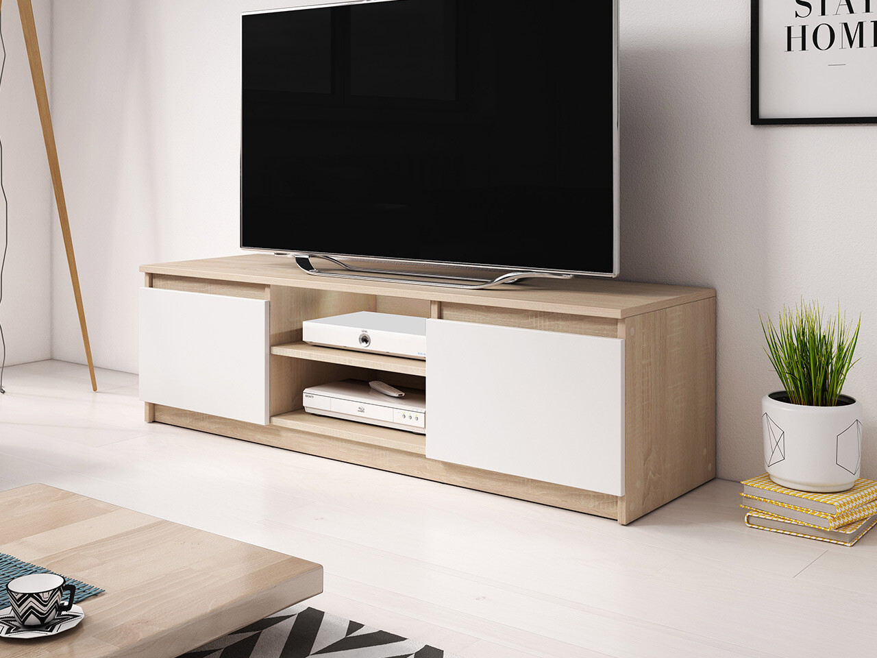 TV komoda Sarasota 139 (Sonoma hrast + Belo)