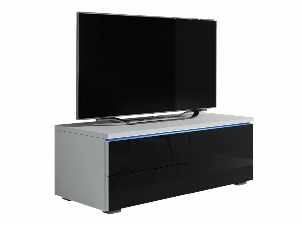 TV komoda Uva VI (Belo + Sjajno crna)