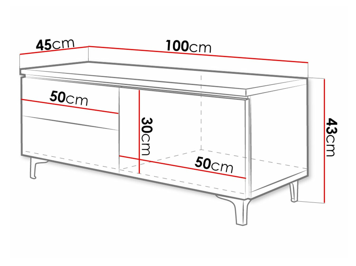 TV sto Nashville 130 (Belo + Crna visoki sjaj)