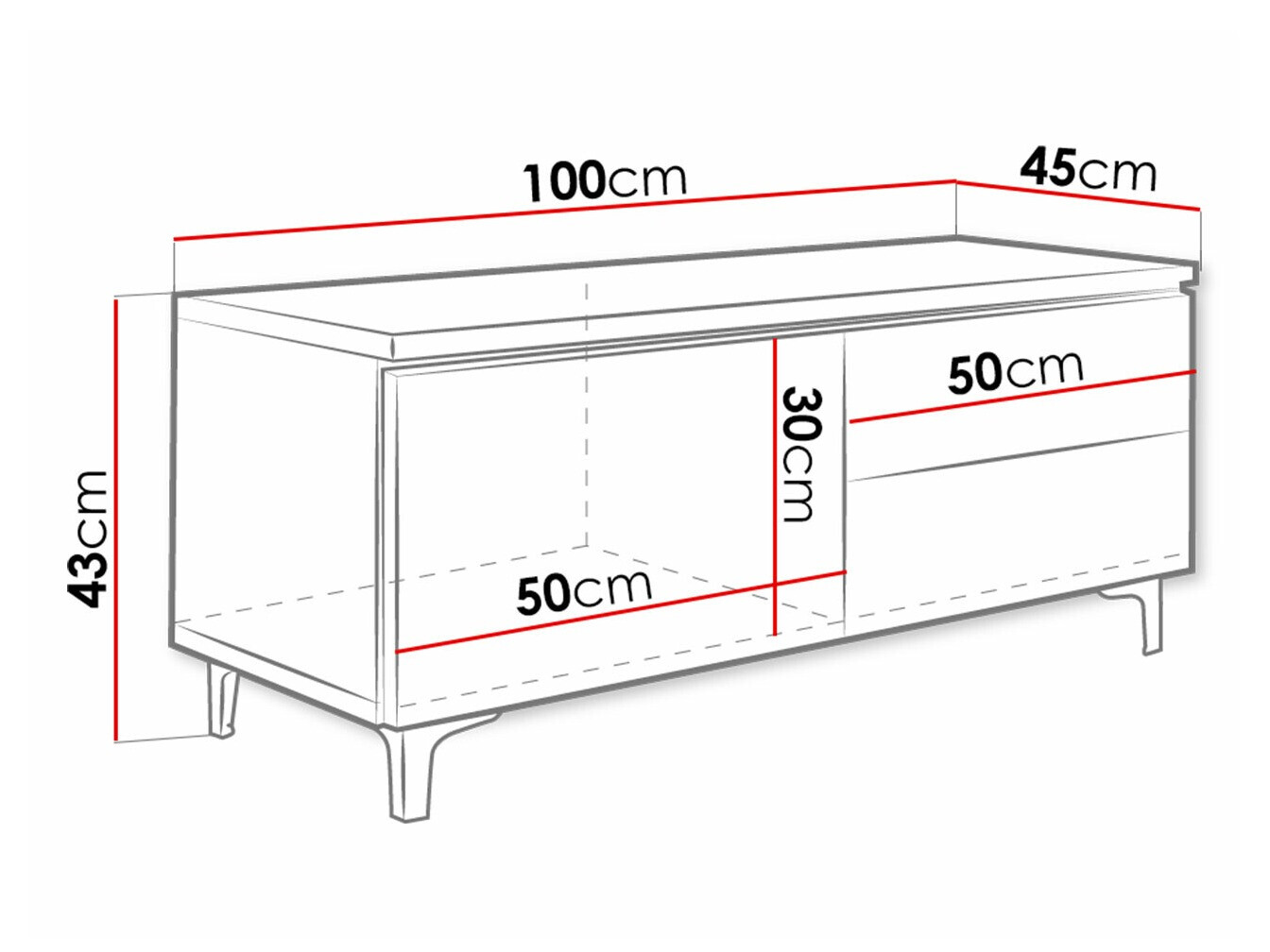 TV sto Nashville 130 (Belo + Crna visoki sjaj)