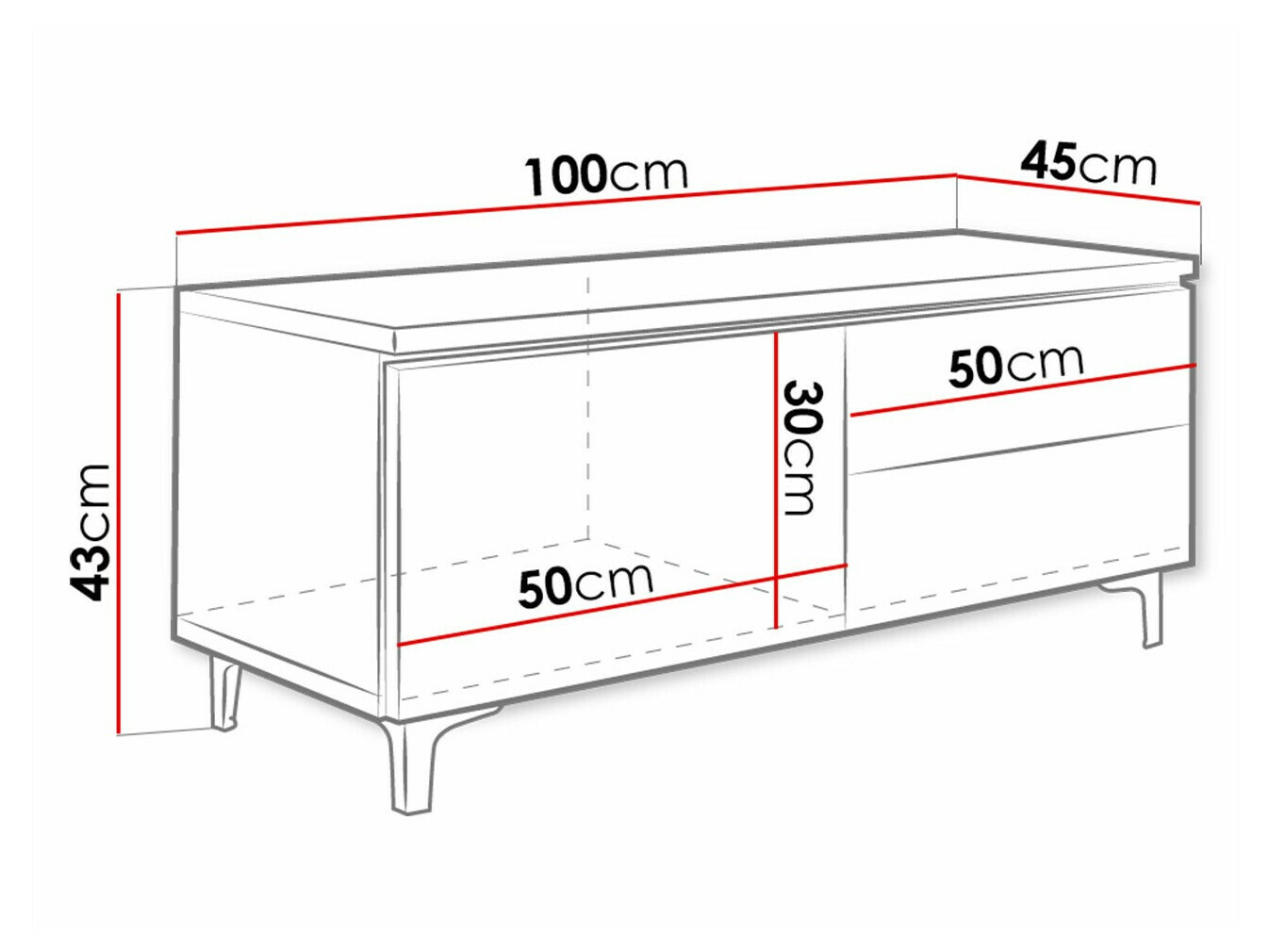 TV sto Nashville 130 (Belo + Sjaj siva)