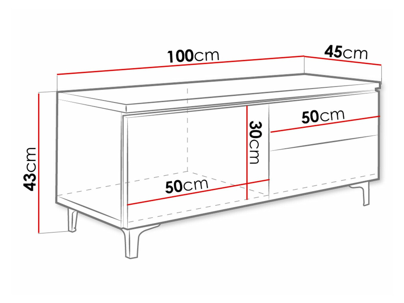 TV sto Nashville 130 (Belo + Sjajno belo)