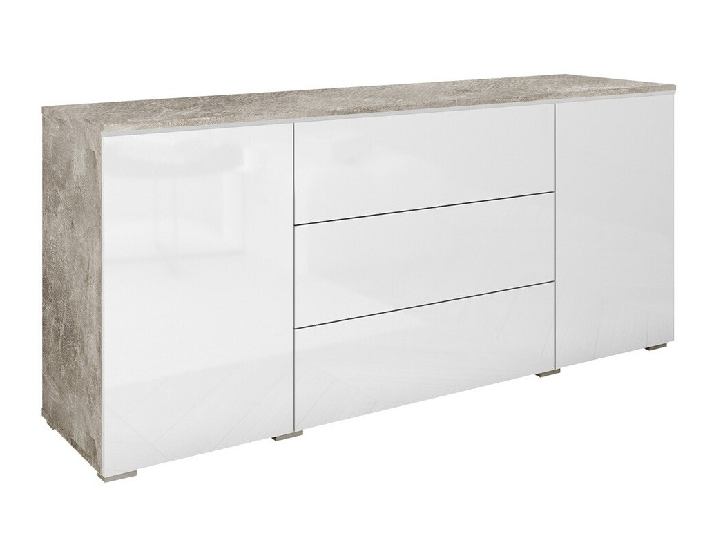 Komoda Mirfivo 102 (Beton + Sjajno belo)