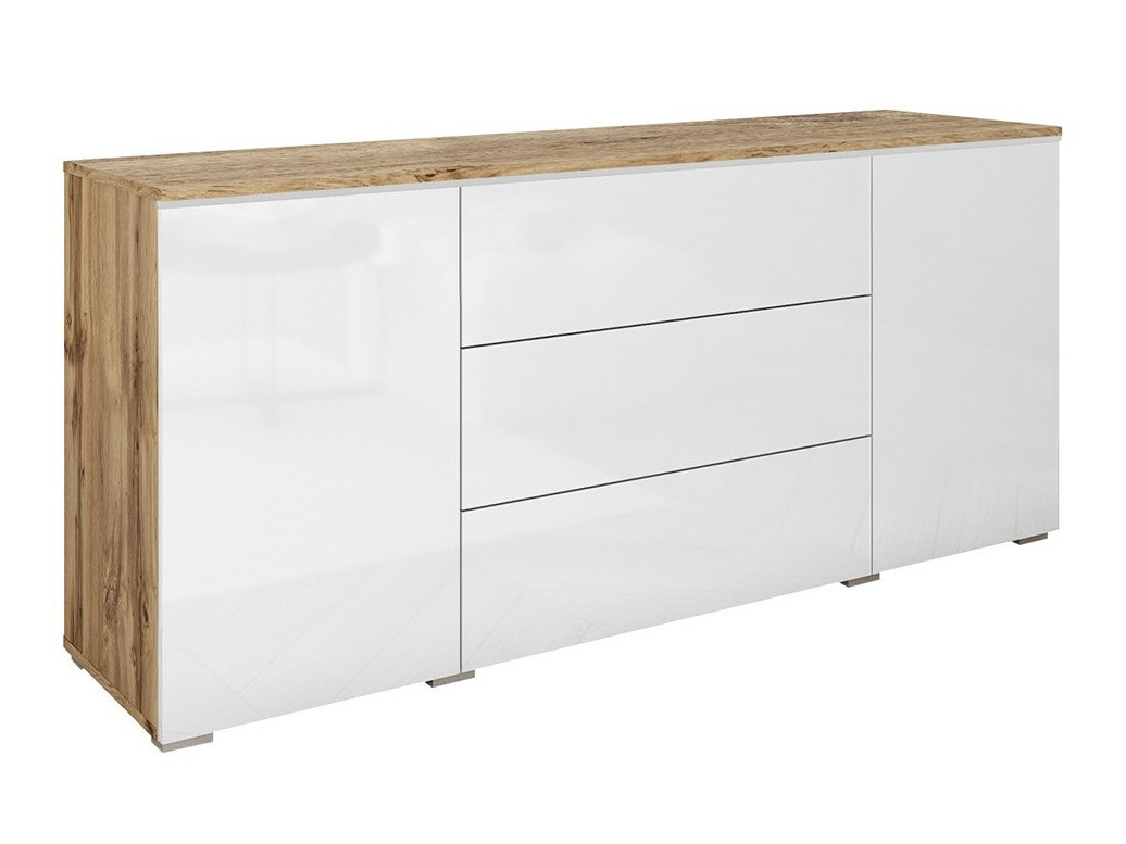 Komoda Mirfivo 102 (Hrast Votan + Sjajno belo)