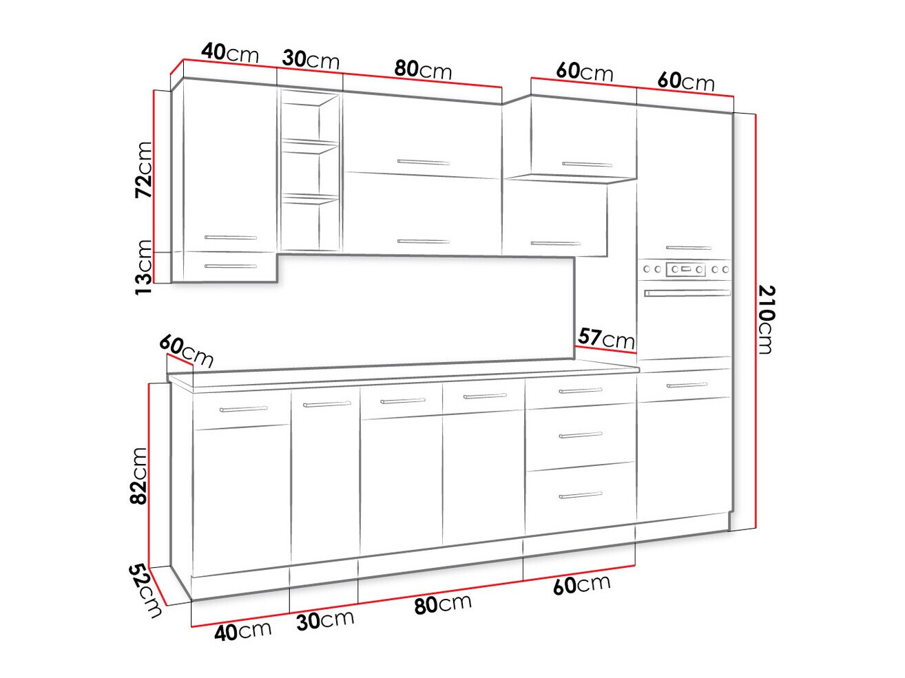 Modularni kuhinjski set Wood White 137