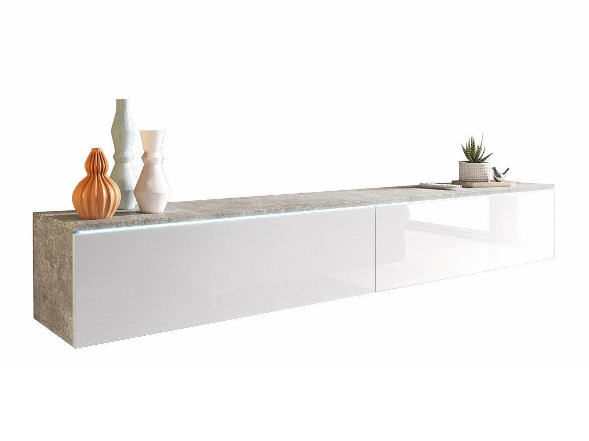 TV komoda Scientia I (Beton + Sjajno belo)