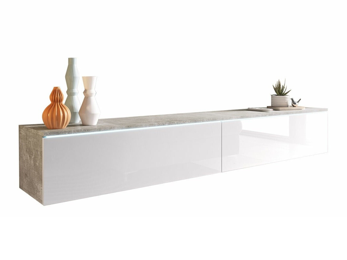 TV komoda Scientia I (Beton + Sjajno belo)