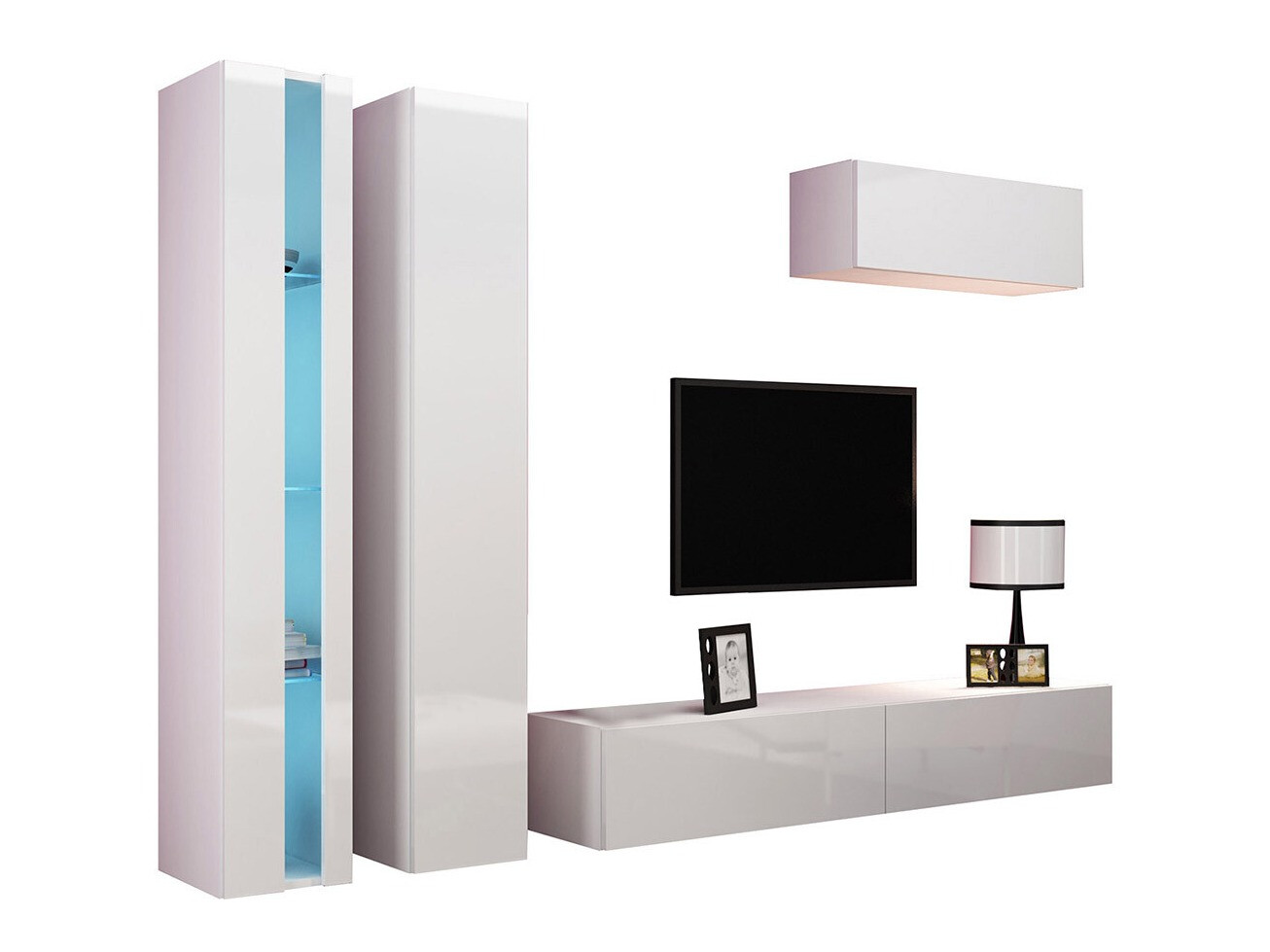 Set za dnevnu sobu Venenou 136 (Belo + Sjajno belo)